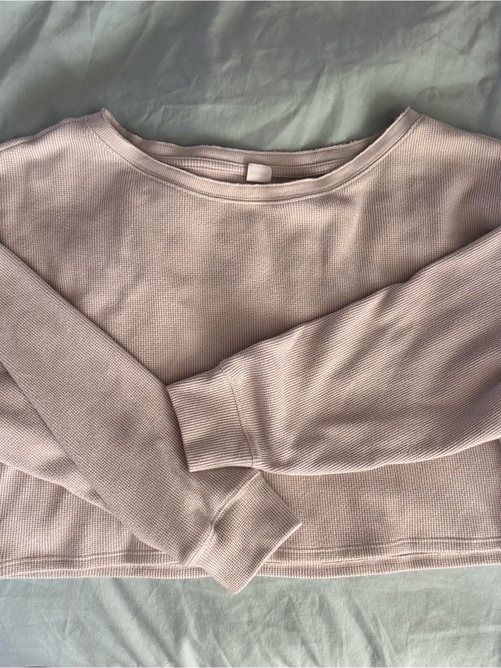 Gilly Hicks Cropped Waffle Pullover - Pale Taupe